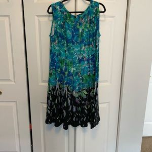 Bright and vibrant black, green, and blue dress size 16
